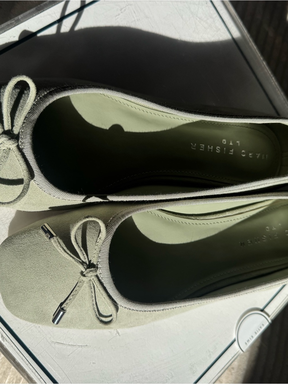 Marc Fisher Soft Green Suede Bow Ballet Flats - 8.5 - Picture 9 of 9